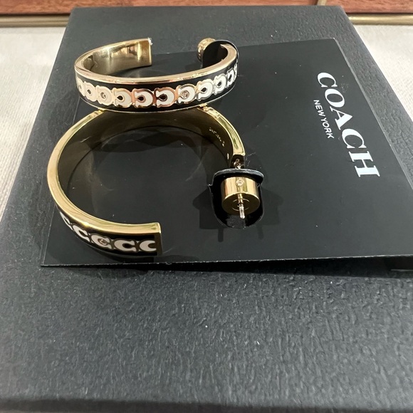 NWT Coach Large Signature Enamel Hoop Earrings - Picture 7 of 7